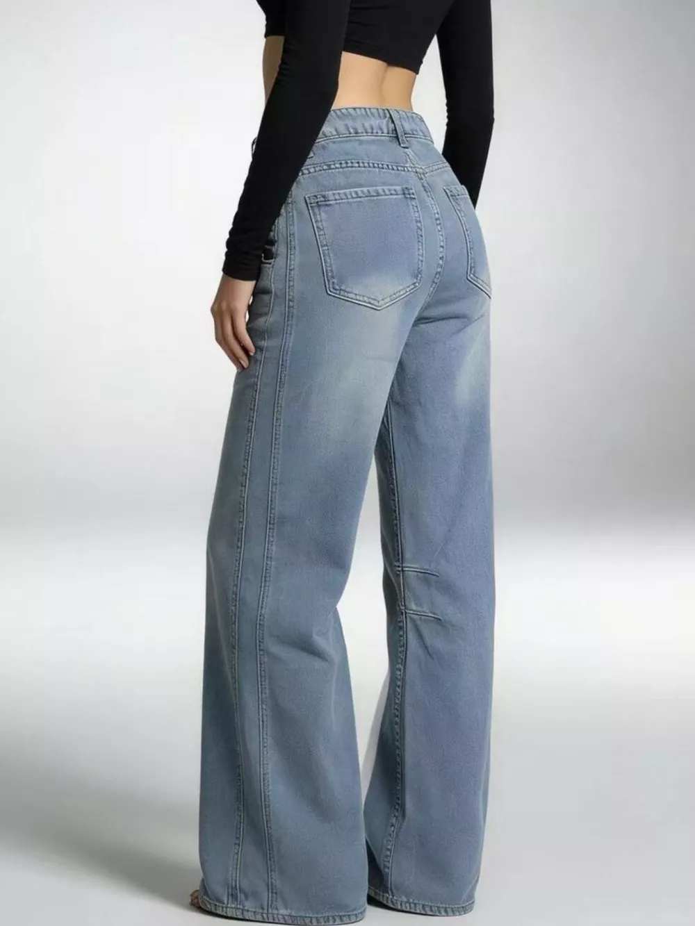 Wide Leg Wash Jeans, image 8