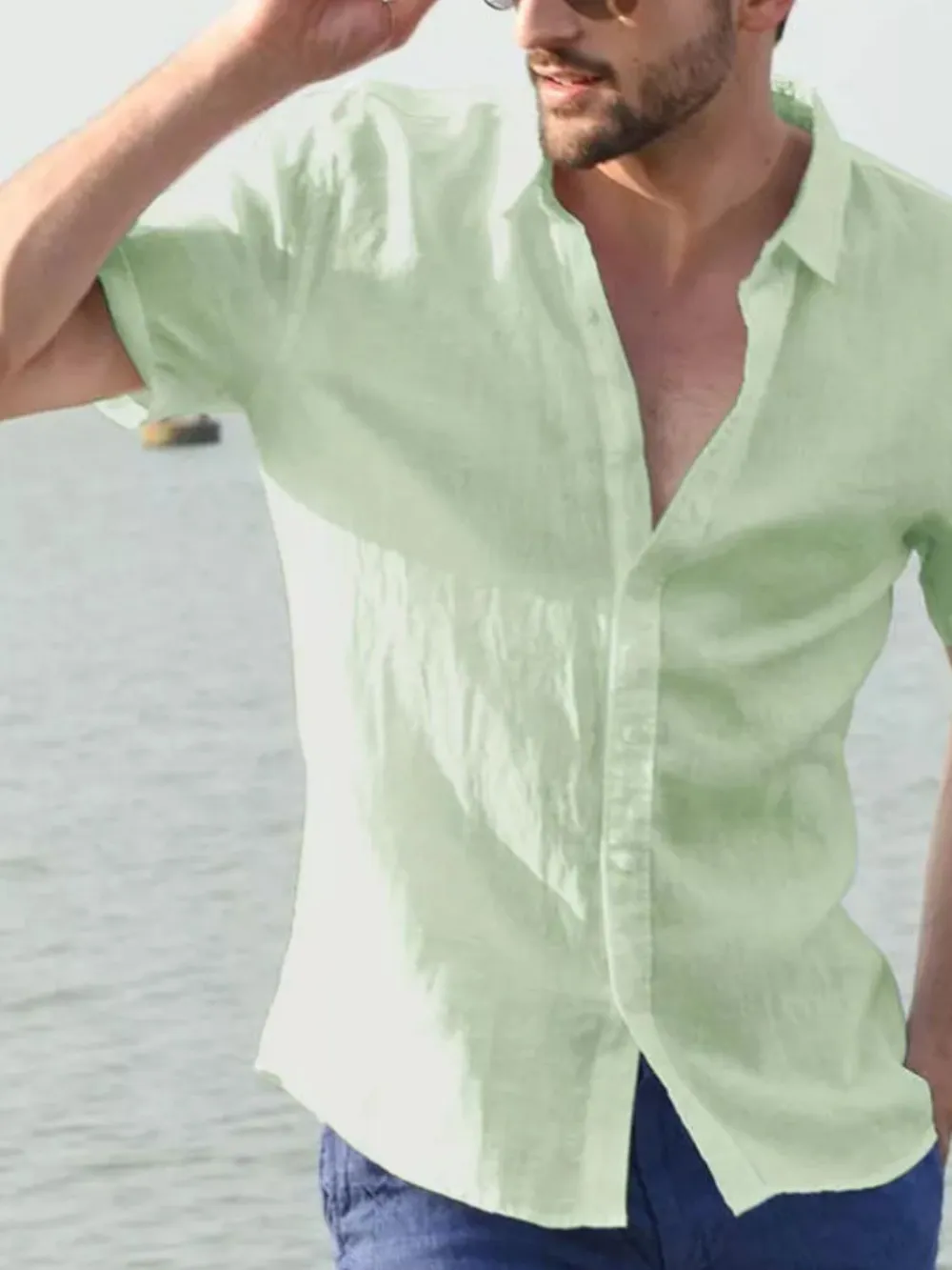 Men's Full Size Button Up Short Sleeve Shirt Plus Size, image 9