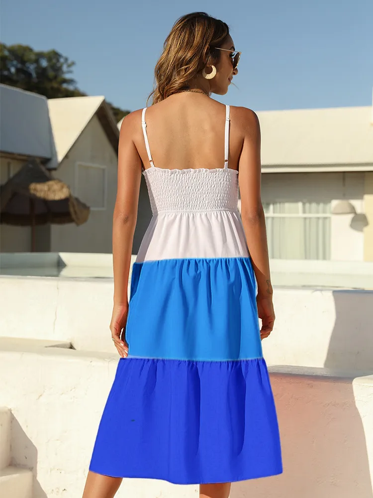 Color Block Tie-Front Midi Dress, image 5