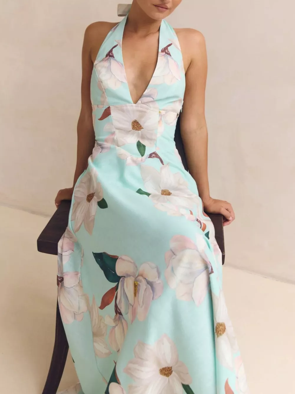 Floral Print Halter Neck Maxi Dress, image 5