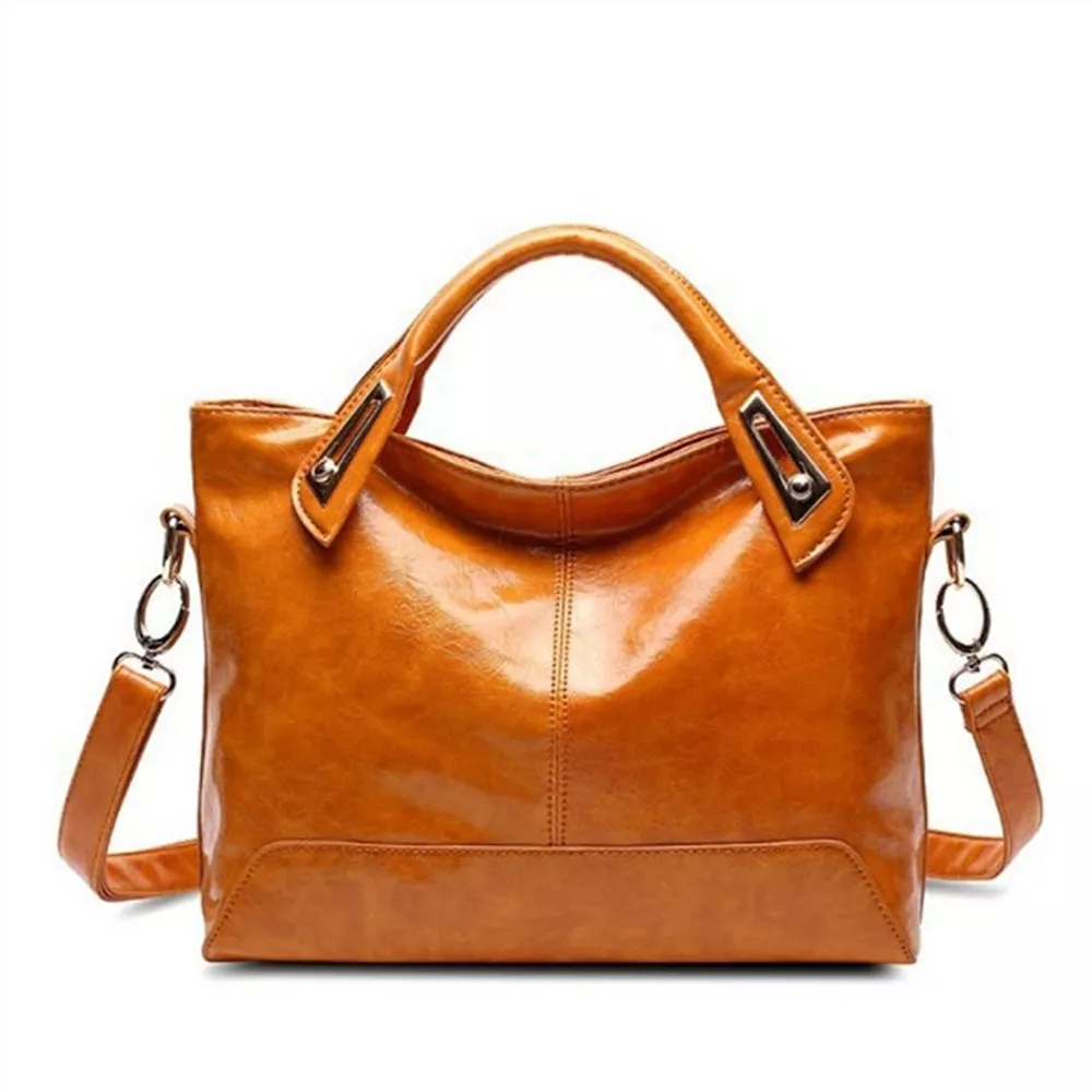Vintage Style PU Leather Tote Handbag with Adjustable Shoulder Strap, image 5