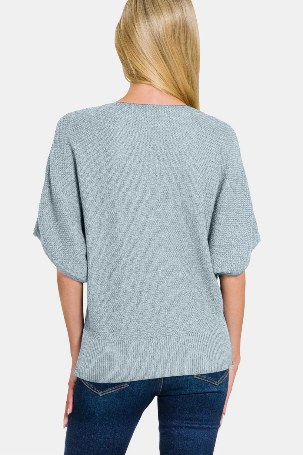 V-Neck Short Sleeve Dolman Sweater, image 2
