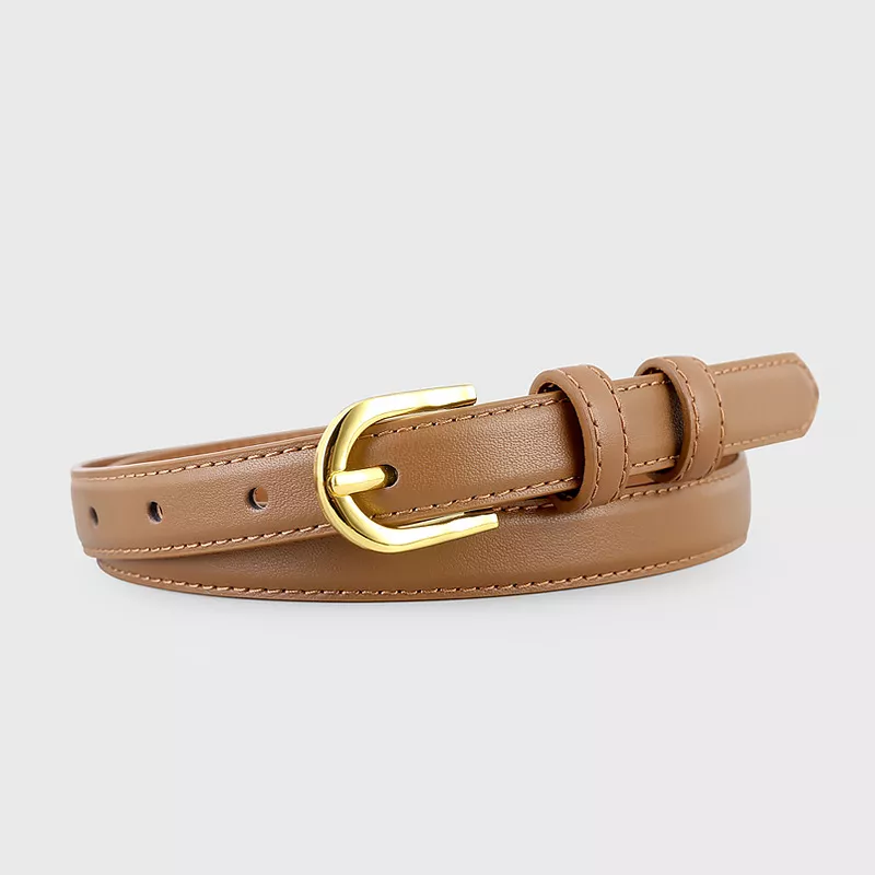 Leather Belt with Golden Buckle, image 5