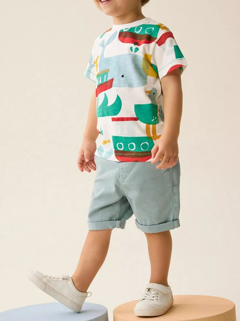 Children's Fish Print Round Neck Tee