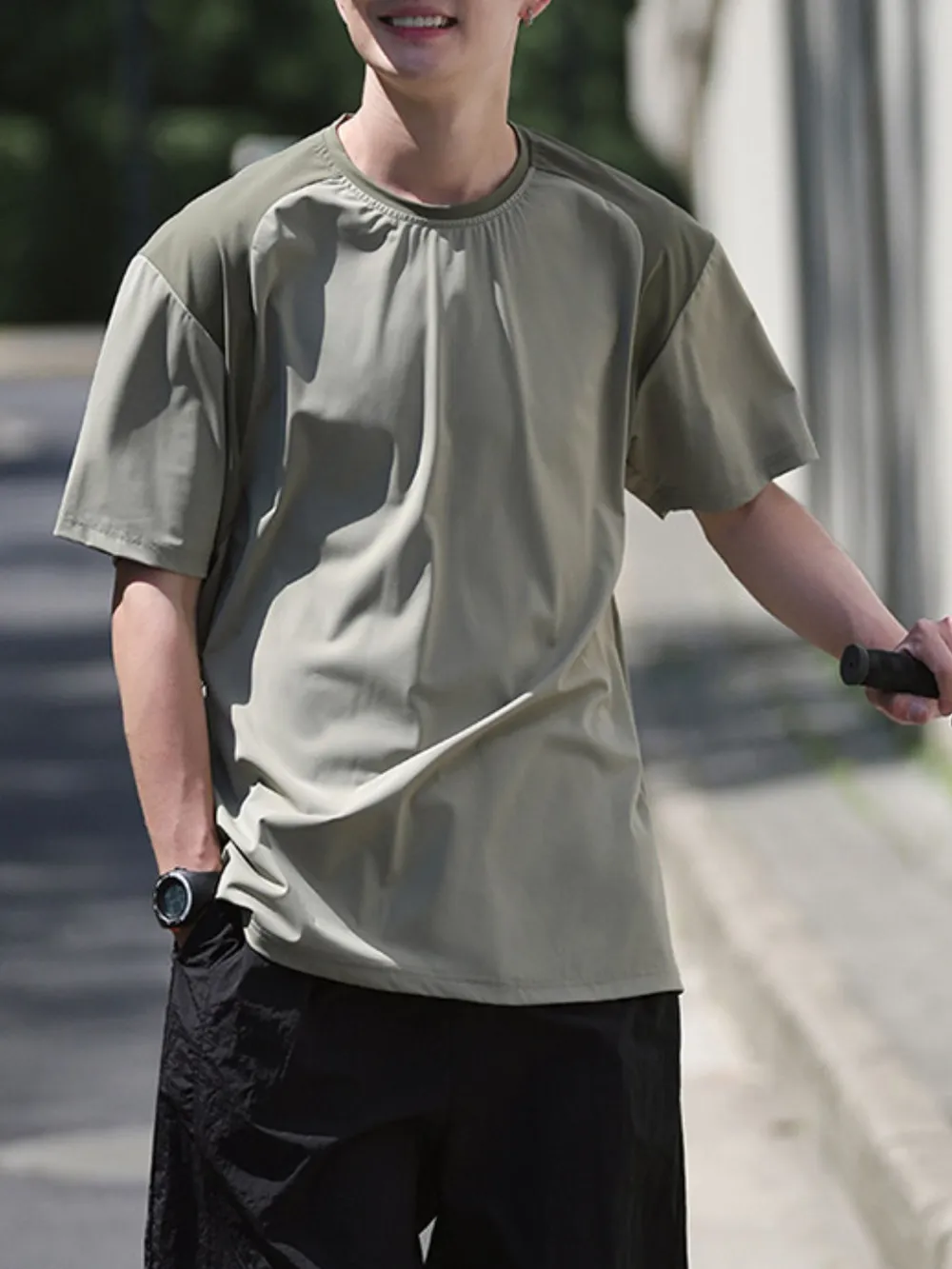 Men's Contrast Round Neck Short Sleeve T-Shirt, image 7
