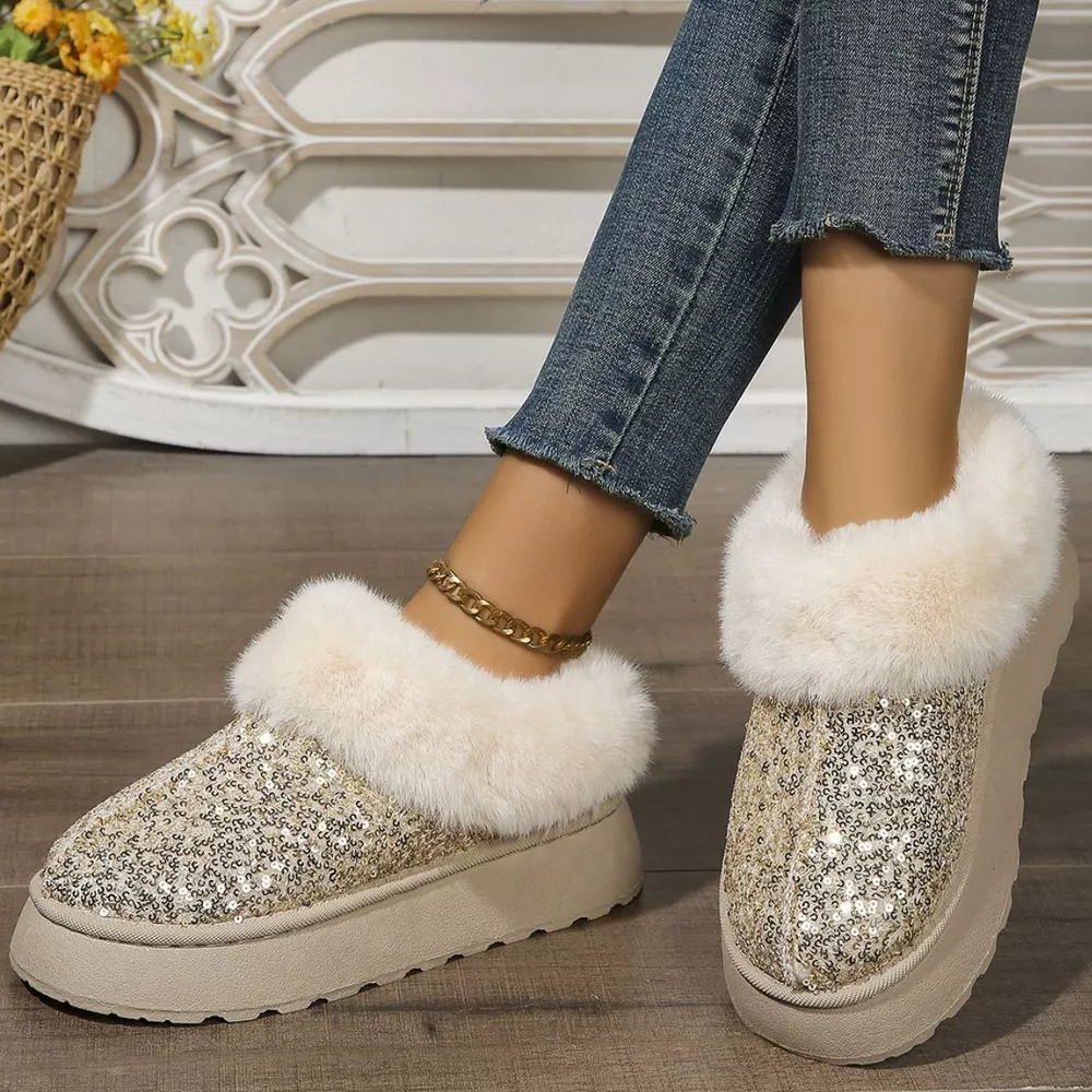 Sequin Round Toe Platform Boots, image 4