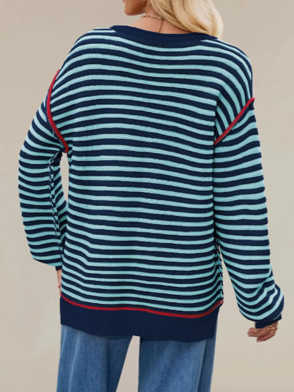 Slit Striped Oversized Sweater, image 12