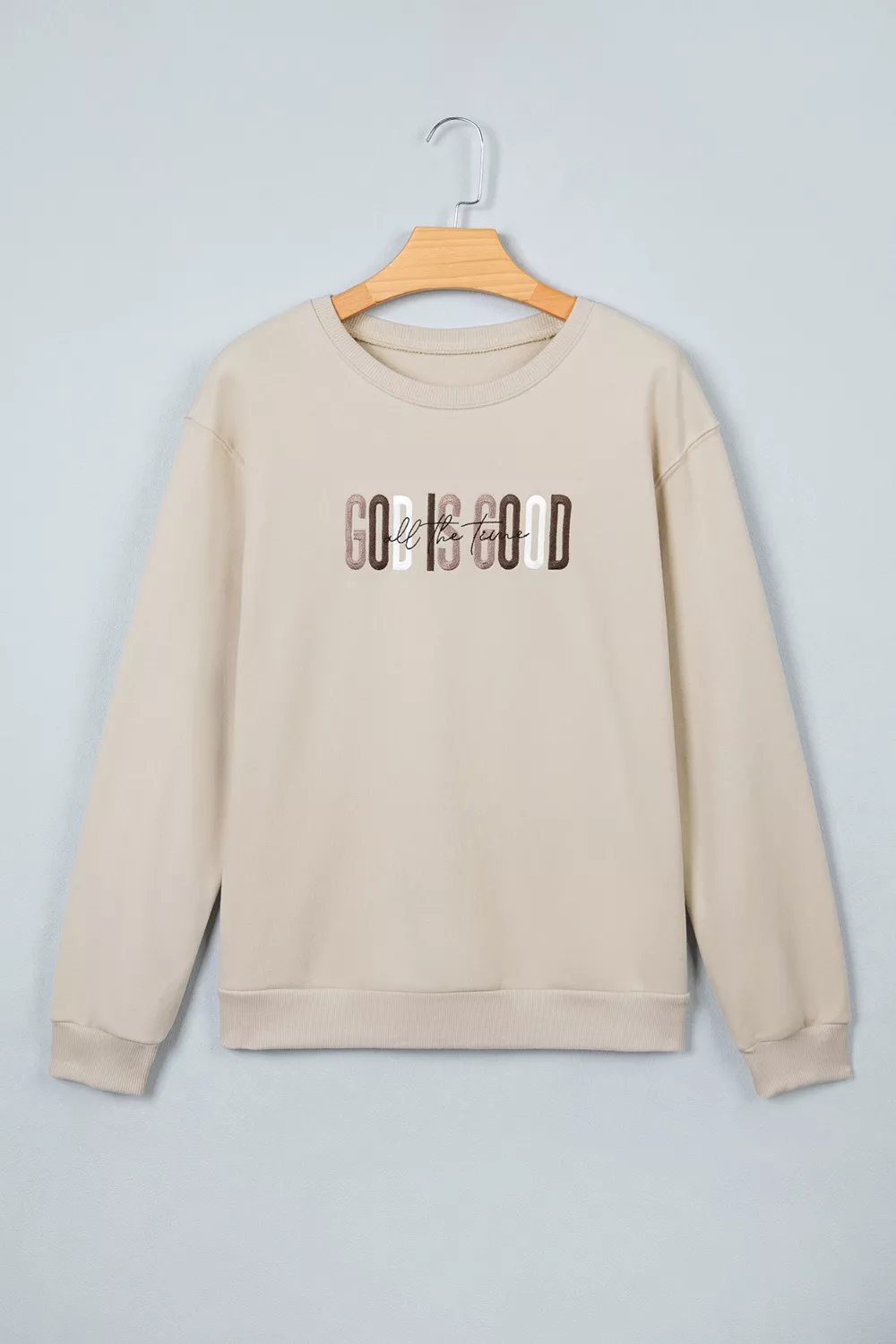 God Is Good Letter Graphic Crew Neck Sweatshirt, image 7