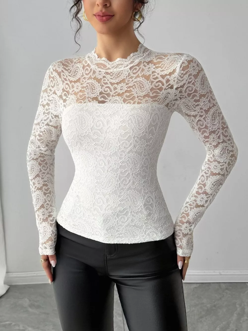 Lace Long Sleeve Top, image 4