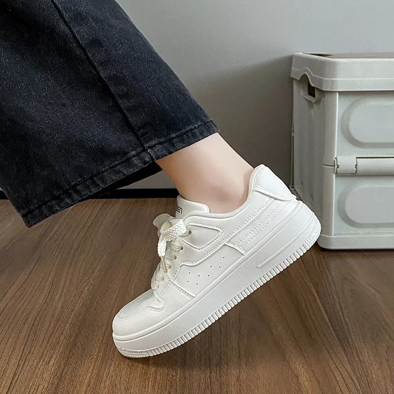 Lace Up Round Toe Platform Sneakers, image 3