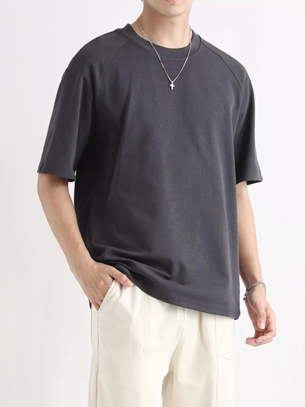 Men's Plus Size Relaxed Fit Solid Color T-Shirt, image 3