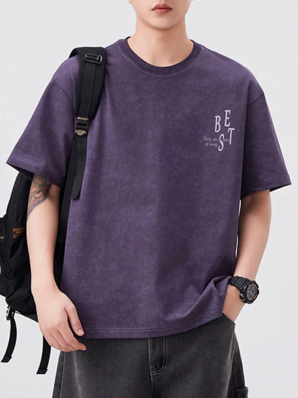 Men's Plus Size Round Neck Short Sleeve T-Shirt, image 2