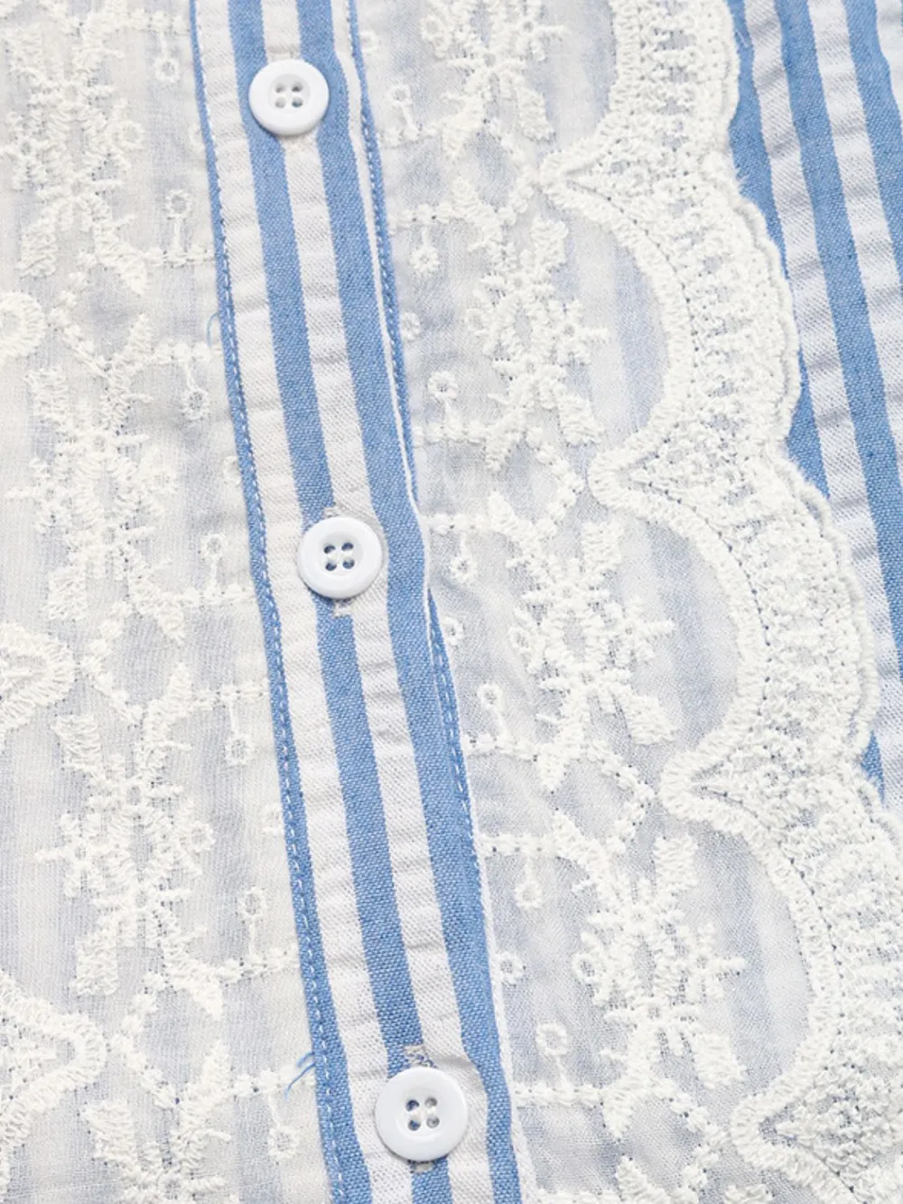 Lace Detail Button Down Cap Sleeve Shirt, image 2