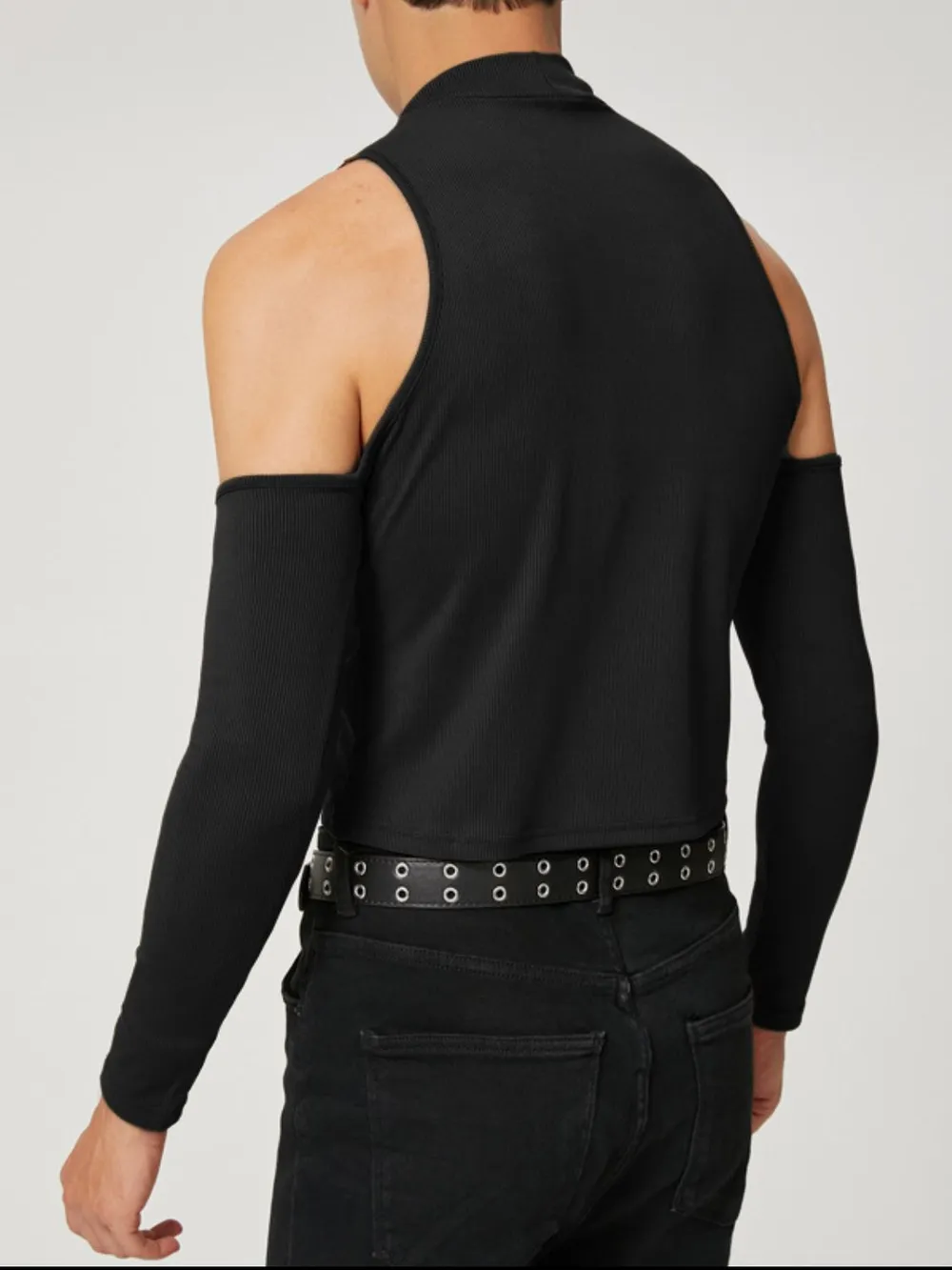 Men's Full Size Mock Neck Cold Shoulder T-Shirt Plus Size, image 2