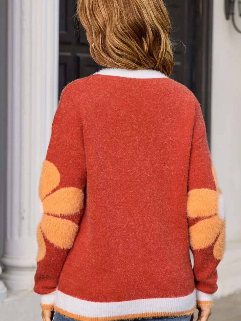 Flower Round Neck Sweater, image 15