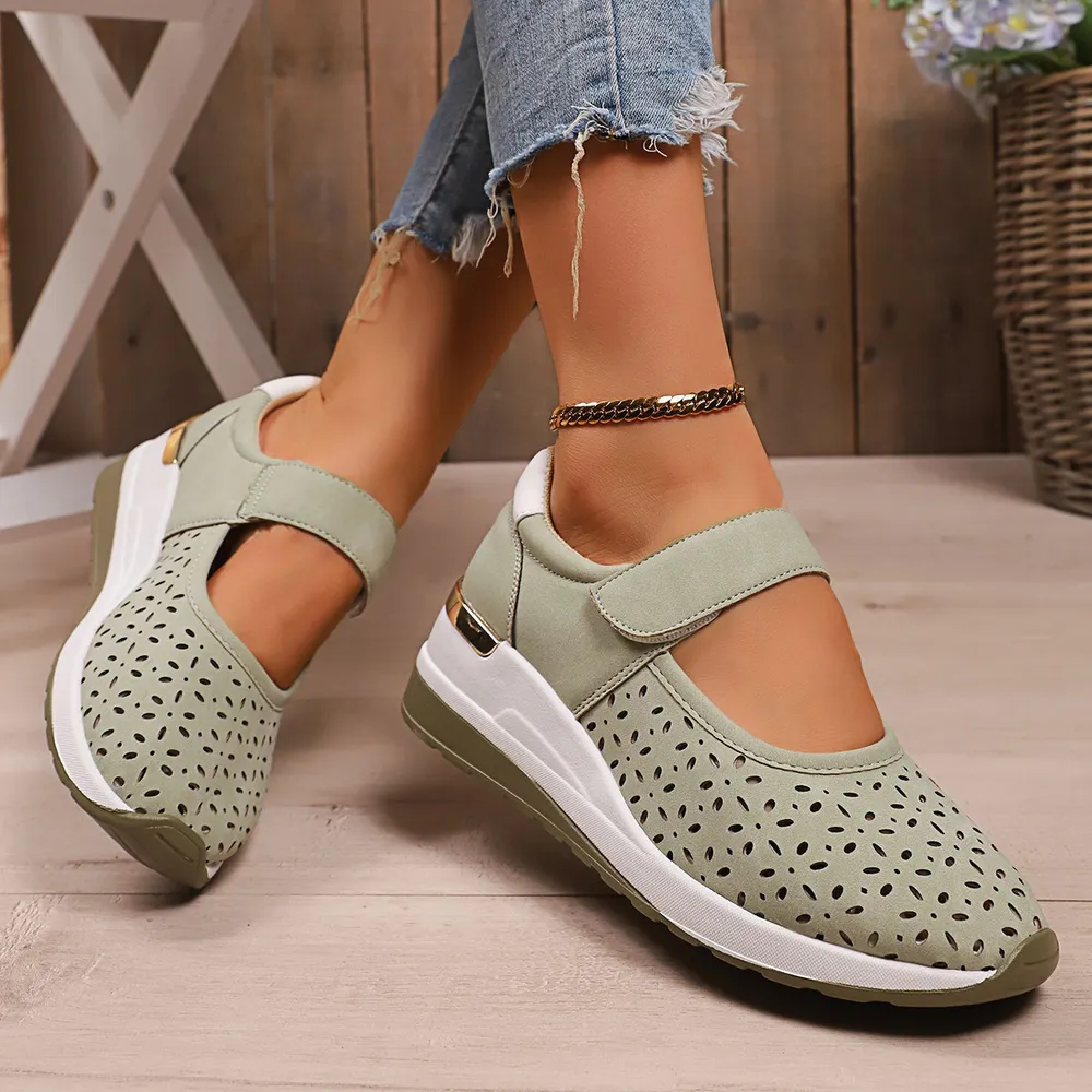 Round Toe Wedge Sneakers, image 3