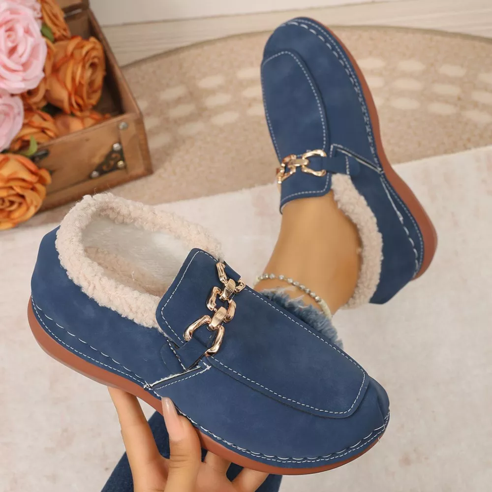 Round Toe Chain Detail Winter Slip-Ons, image 6