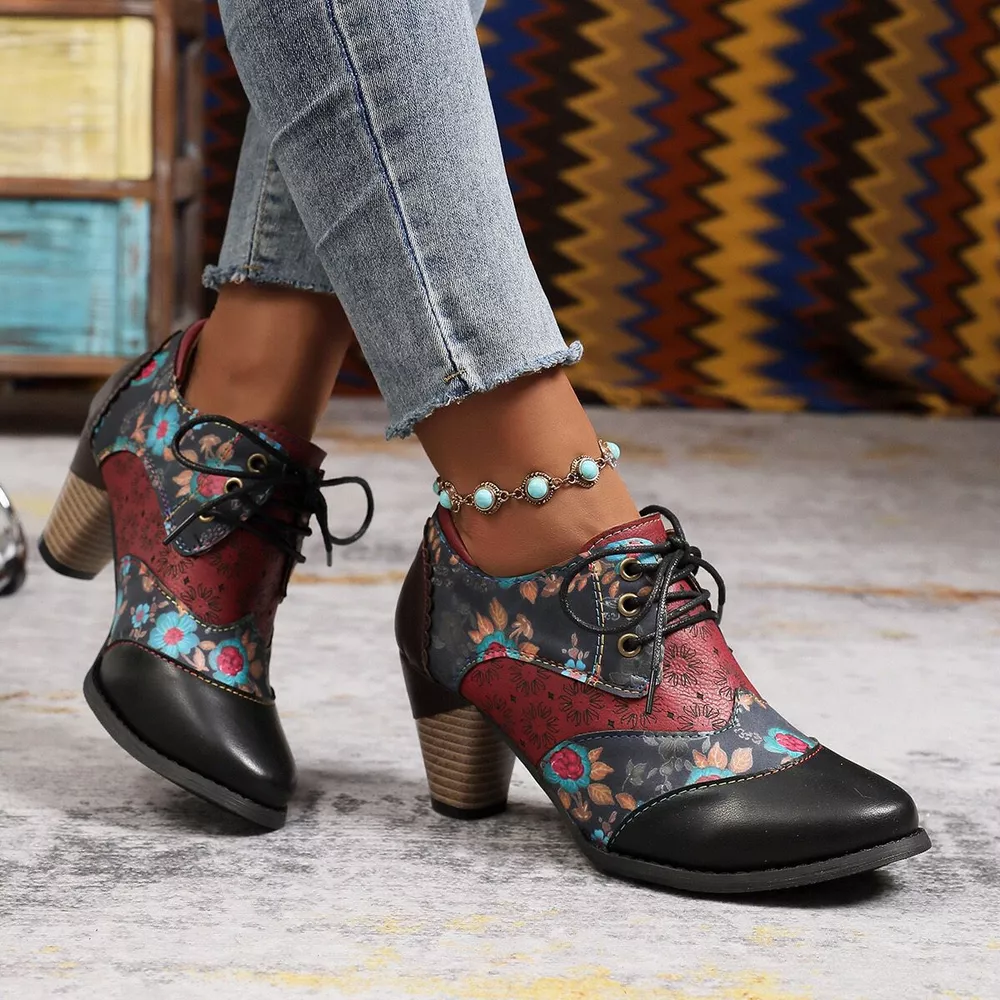 Lace-Up Block Heel Ankle Boots, image 3