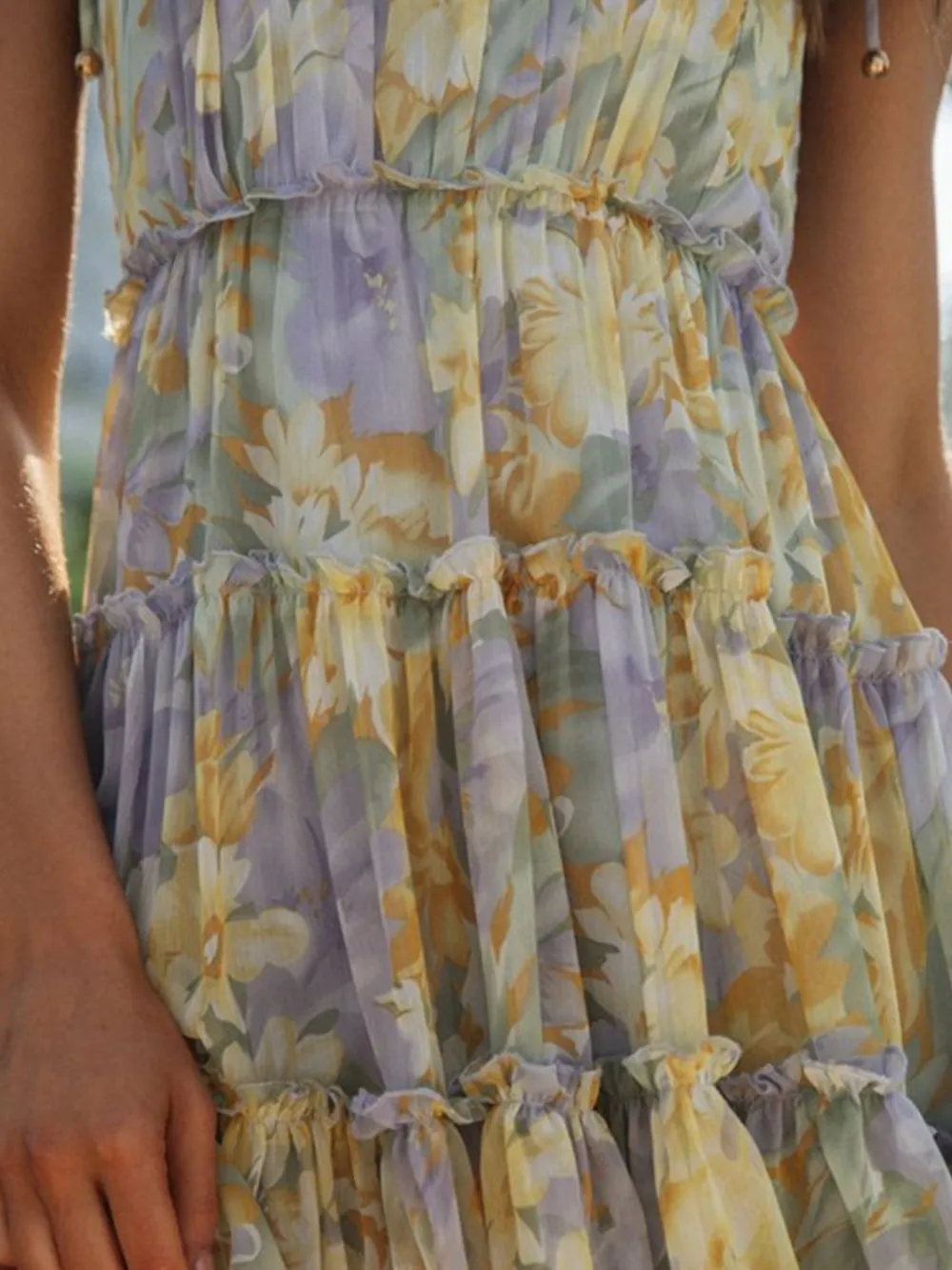 Frill Printed Square Neck Mini Cami Dress, image 4