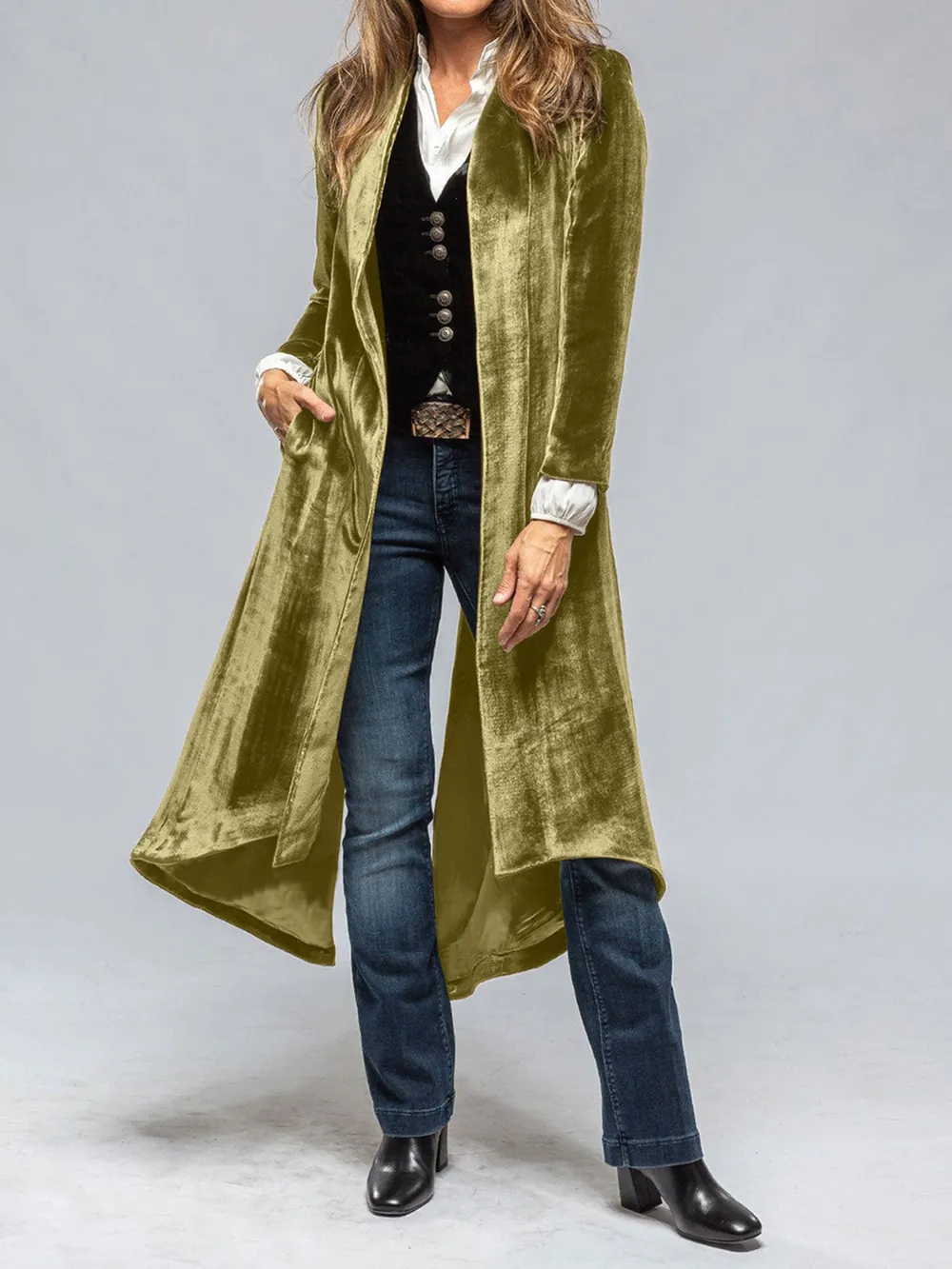 Slit Back Open Front Cardigan, image 4