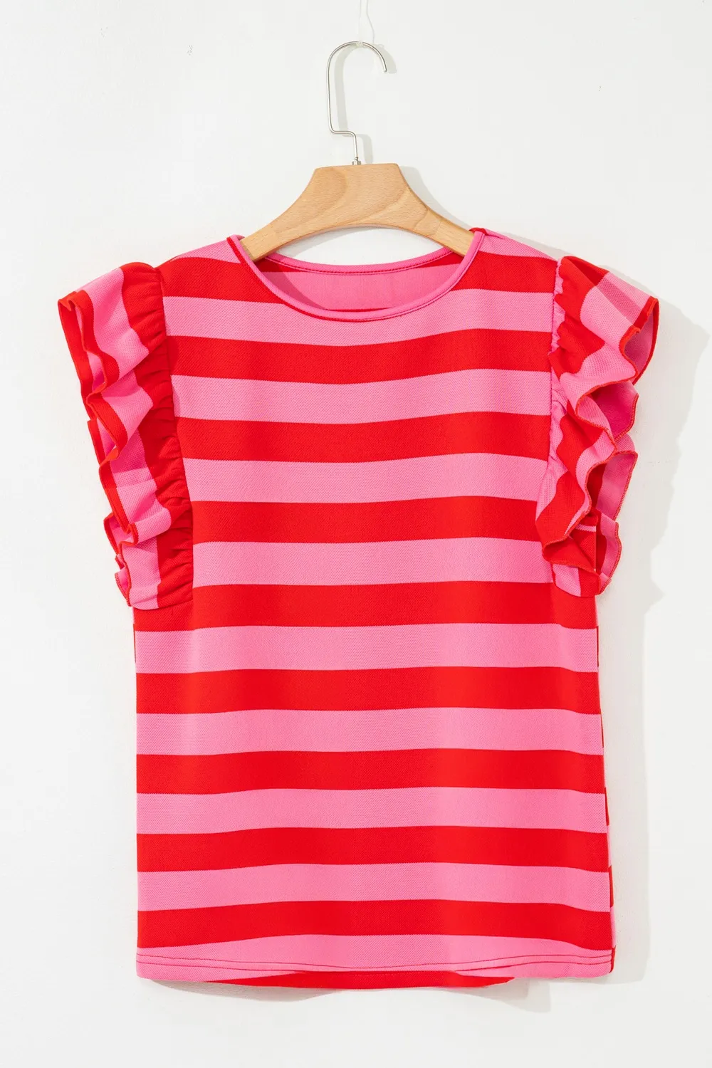Striped Ruffle Sleeve Summer T-Shirt, image 3
