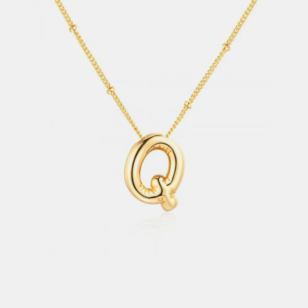 Gold-Plated Bubble Initial Necklace, image 7