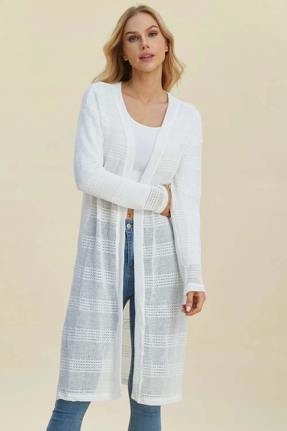 Full Size Open Front Longline Cardigan, image 10
