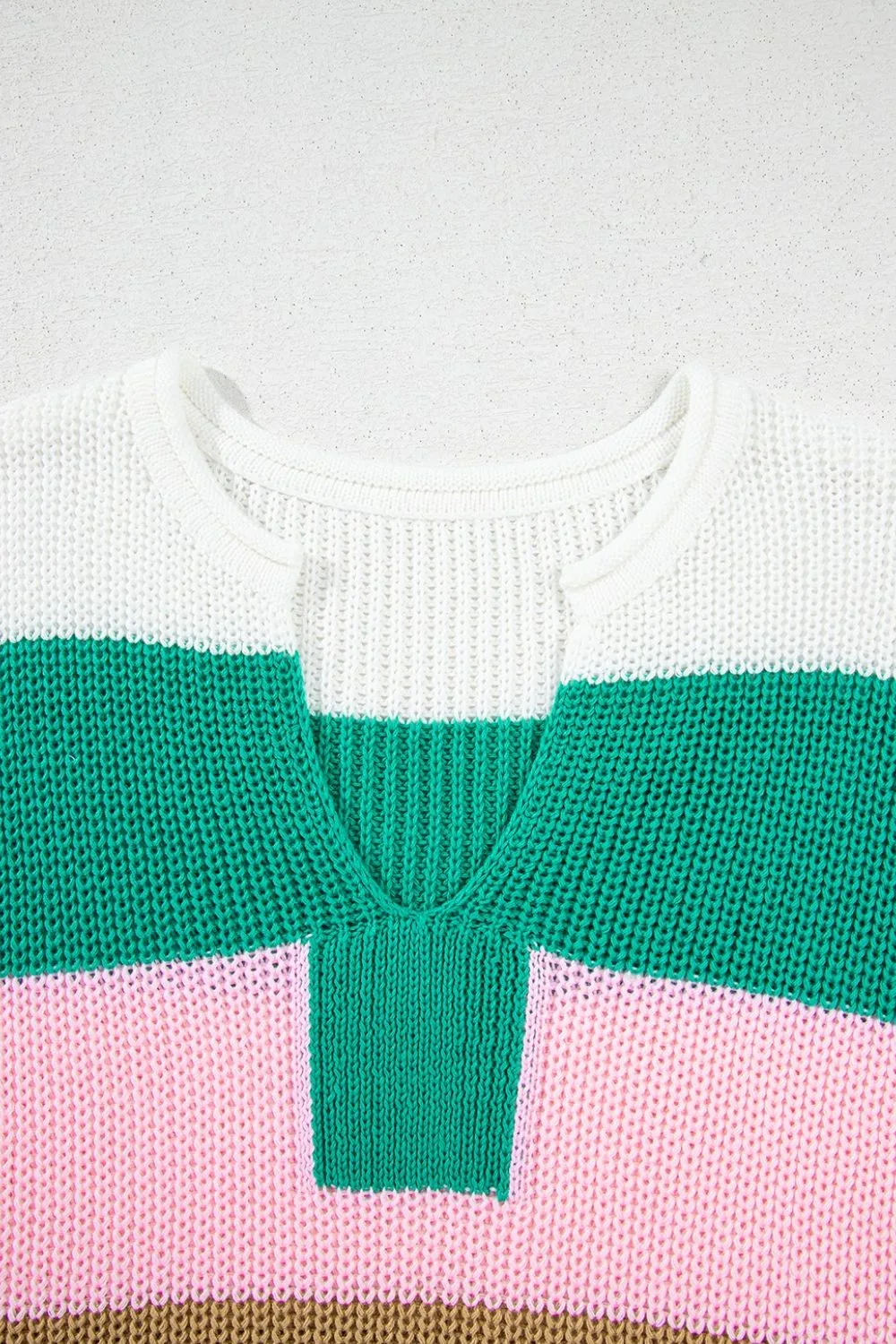 Color Block Notched Cap Sleeve Knit Top, image 3