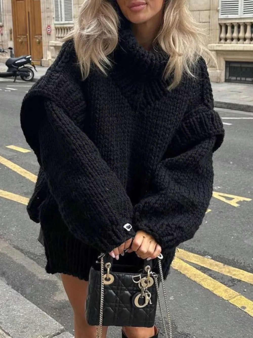 Oversized Chunky Knit Turtleneck Sweater