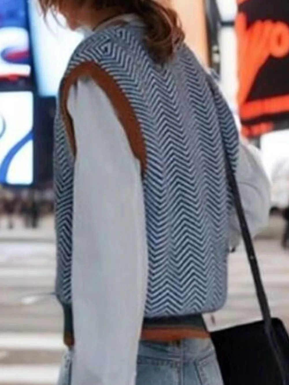 Chevron Pattern V-Neck Knit Sweater Vest, image 3