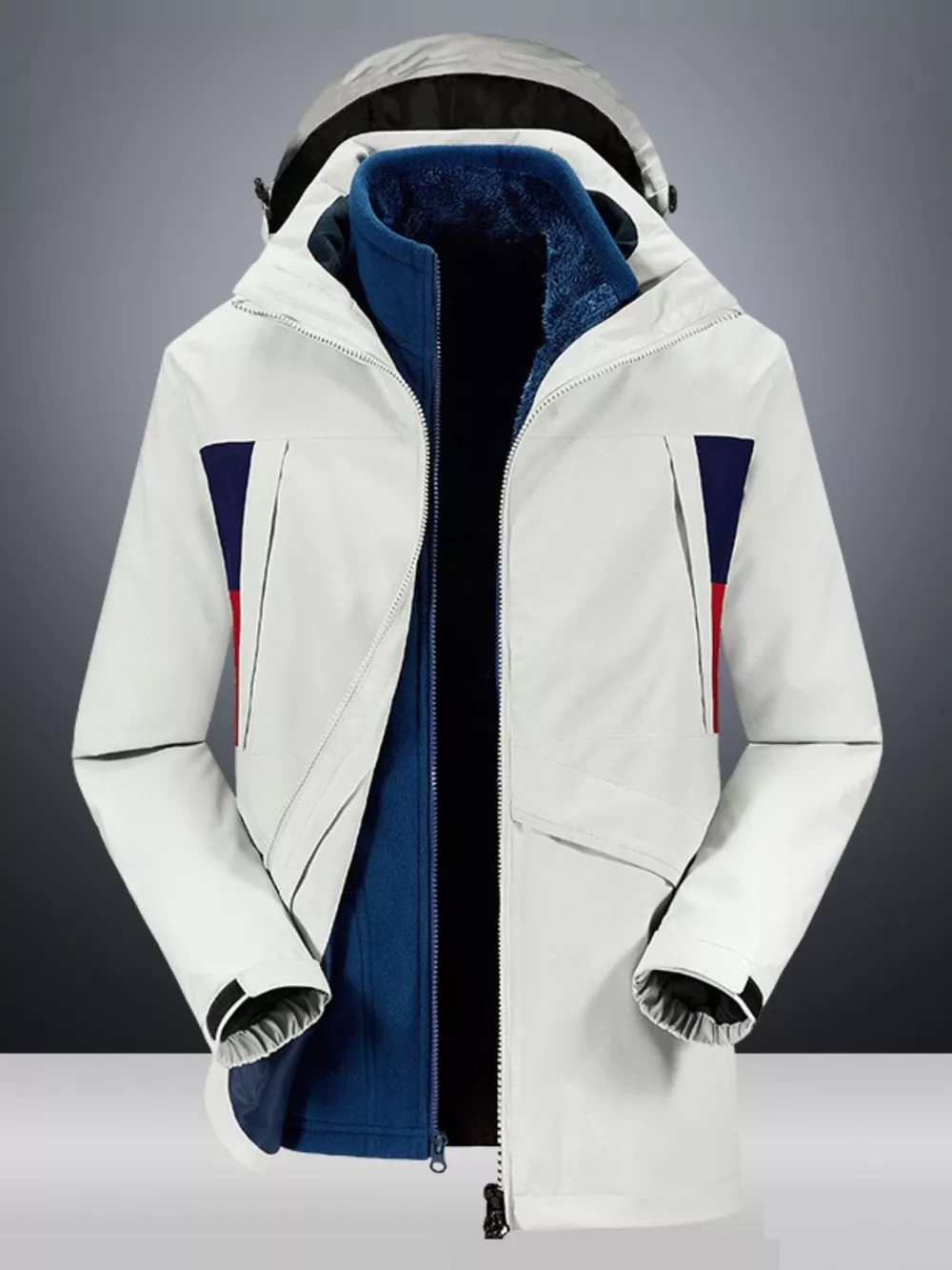 Men's Full Size Windproof Zip Up Hooded Jacket Plus Size, image 2