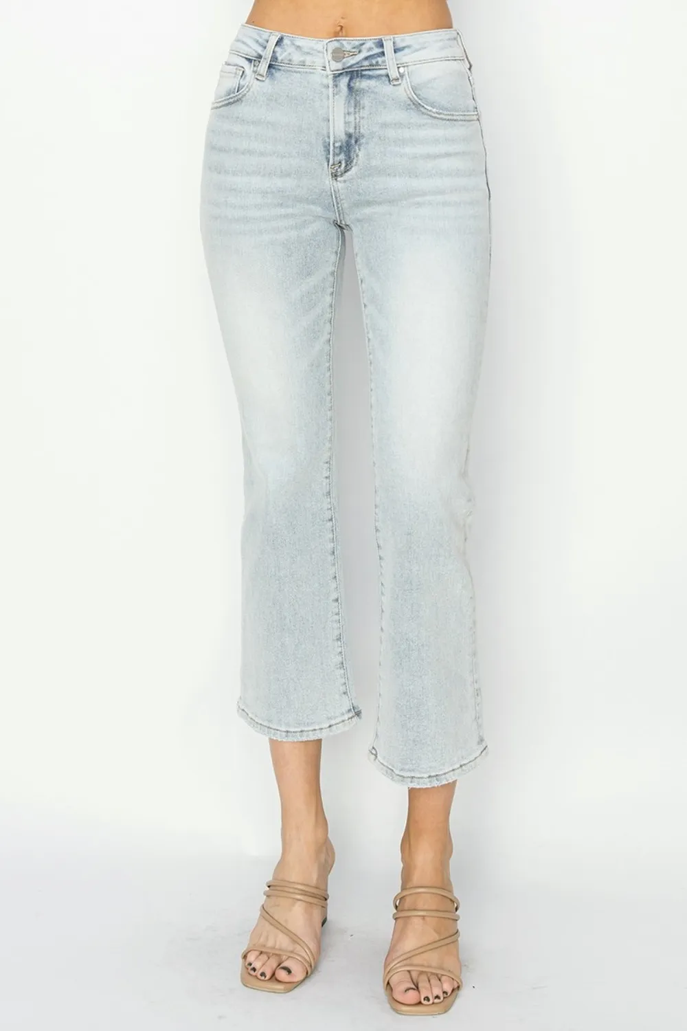 Full Size Mid Rise Cropped Flare Jeans, image 3