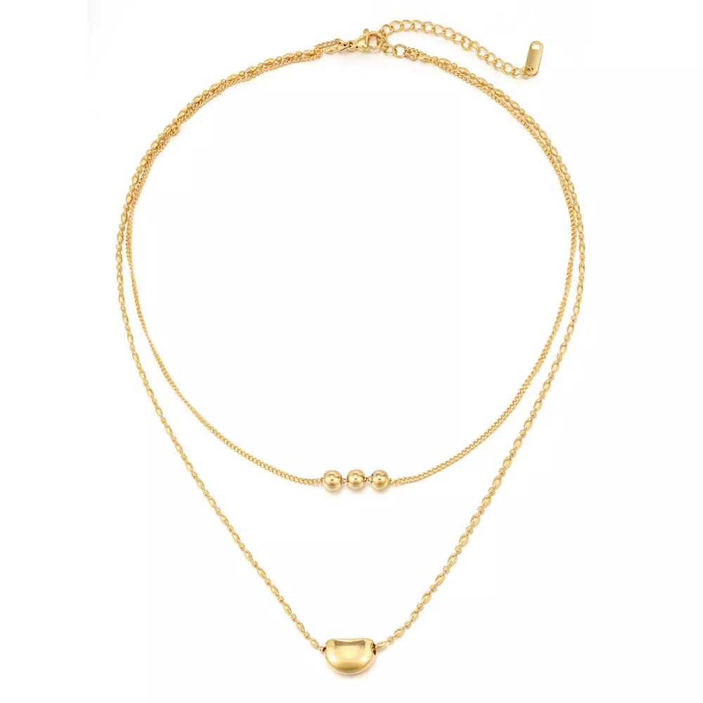 18K Gold-Plated Double Layered Necklace, image 3
