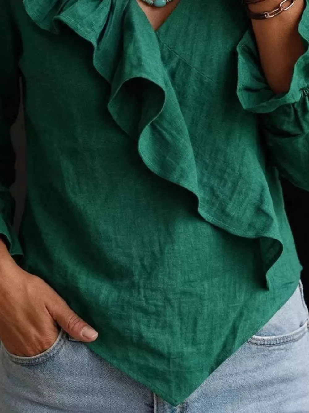 Full Size Ruffled Long Sleeve Blouse Plus Size, image 8
