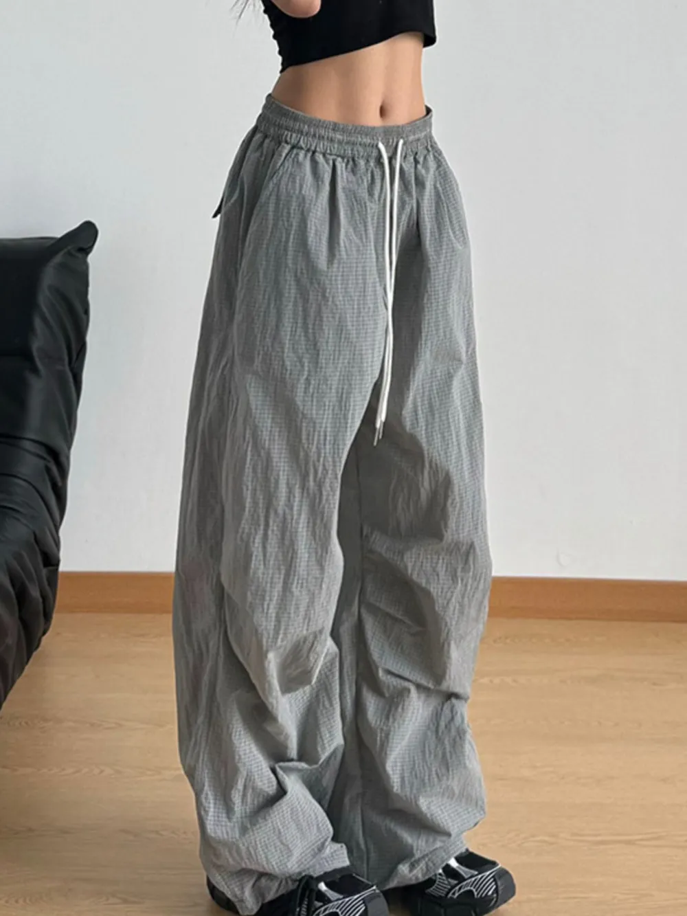 Wide Leg Drawstring Casual Pants, image 4