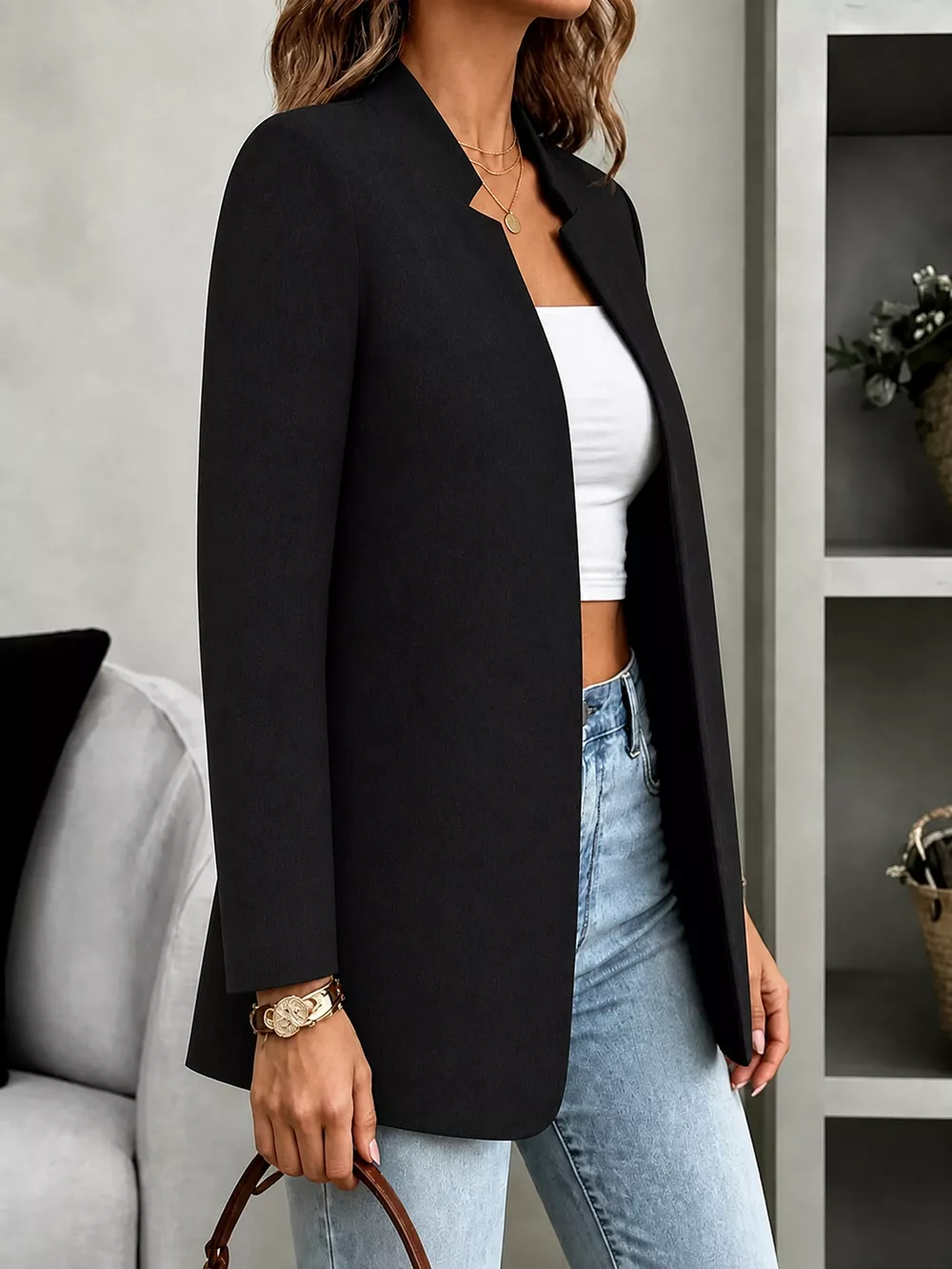 Open-Front Long Sleeve Blazer, image 5