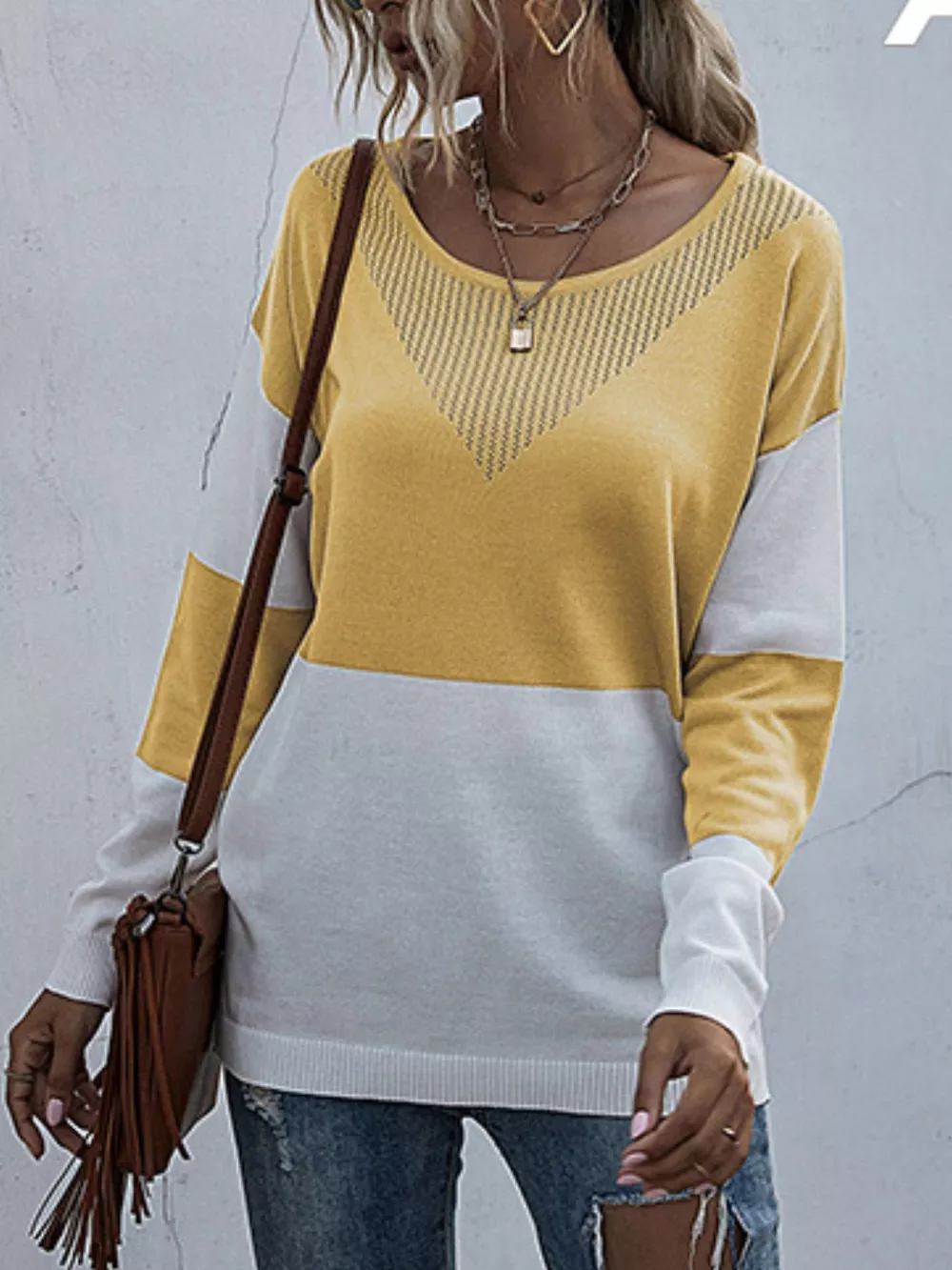 Color Block Round Neck Sweater, image 5