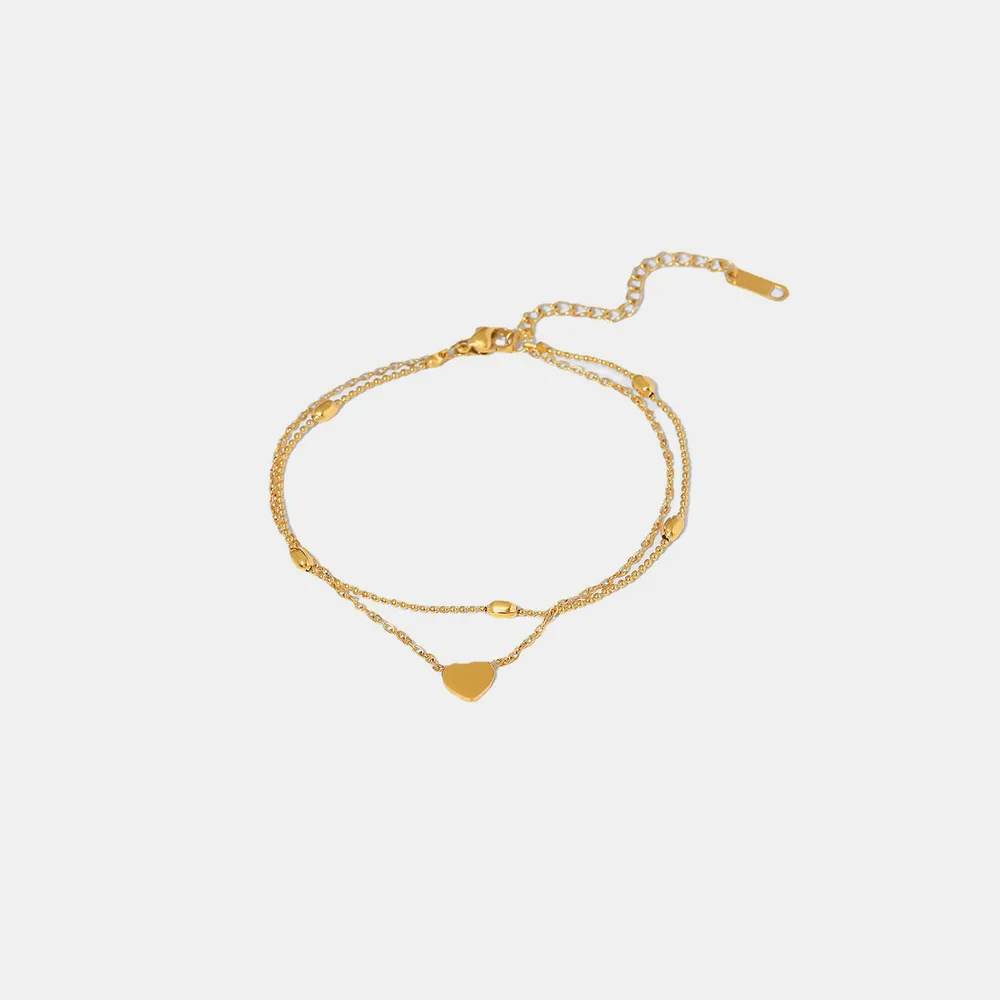 Heart Shape Double-Layered Anklet, image 6