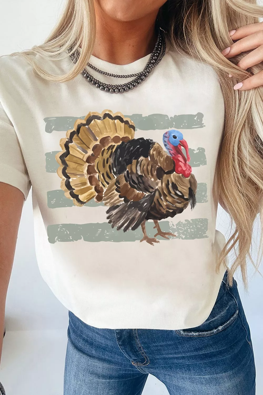 Thanksgiving Turkey Print Short Sleeve T-Shirt