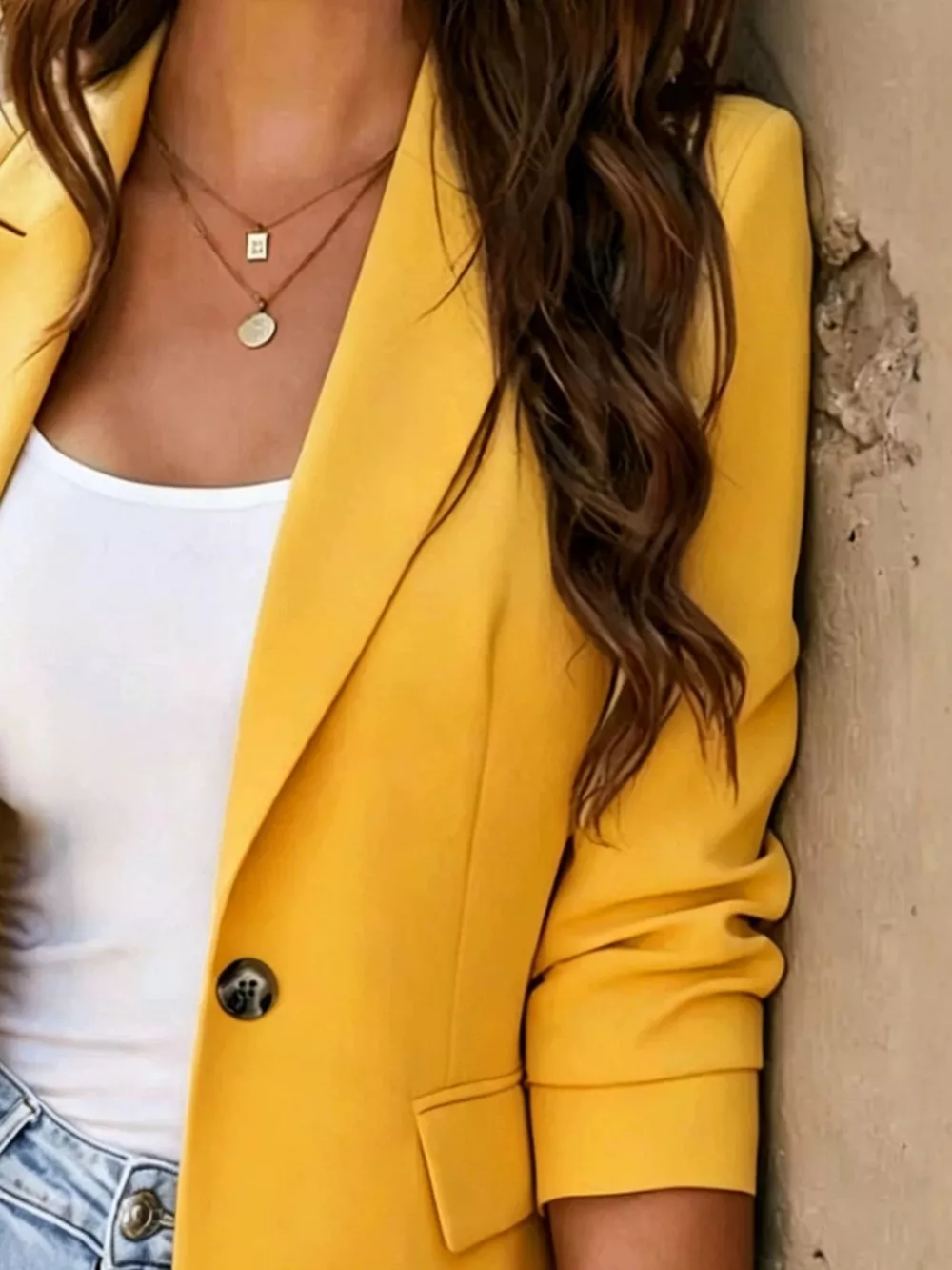 Full Size Single-Breasted Lapel Collar Blazer Plus Size, image 2
