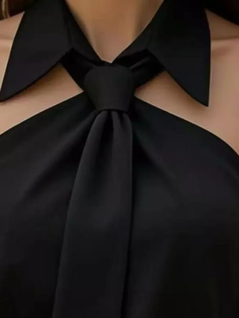 Halter Neck Sleeveless Top with Tie-Front Collar Detail, image 6