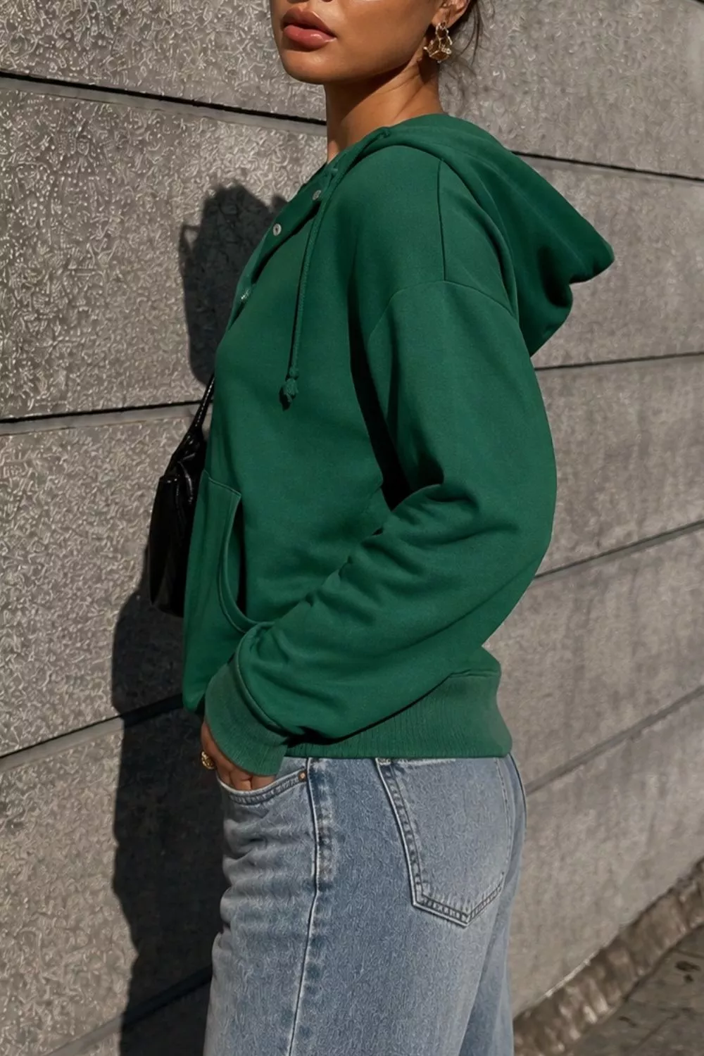 Half Snap Kangaroo Pocket Hoodie, image 5