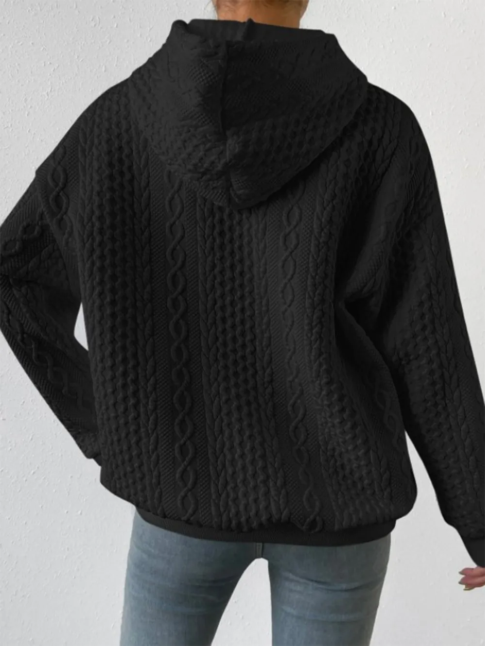 Drawstring Drop Shoulder Long Sleeve Hoodie, image 7