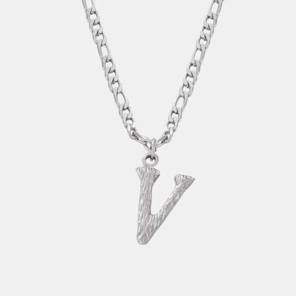 Titanium Steel Letter Pendant Necklace, image 11