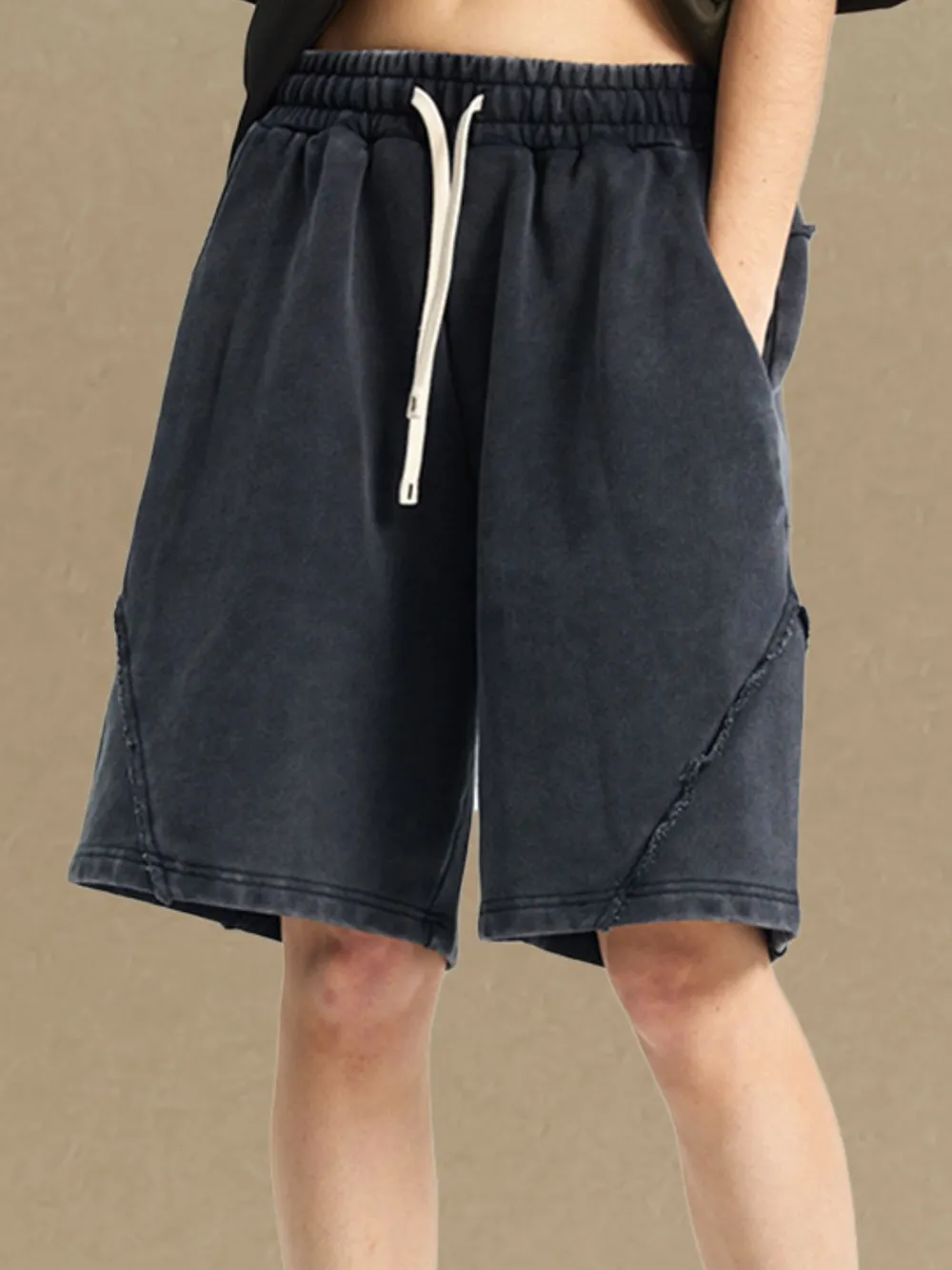 Men's Casual Drawstring Washed Shorts, image 6