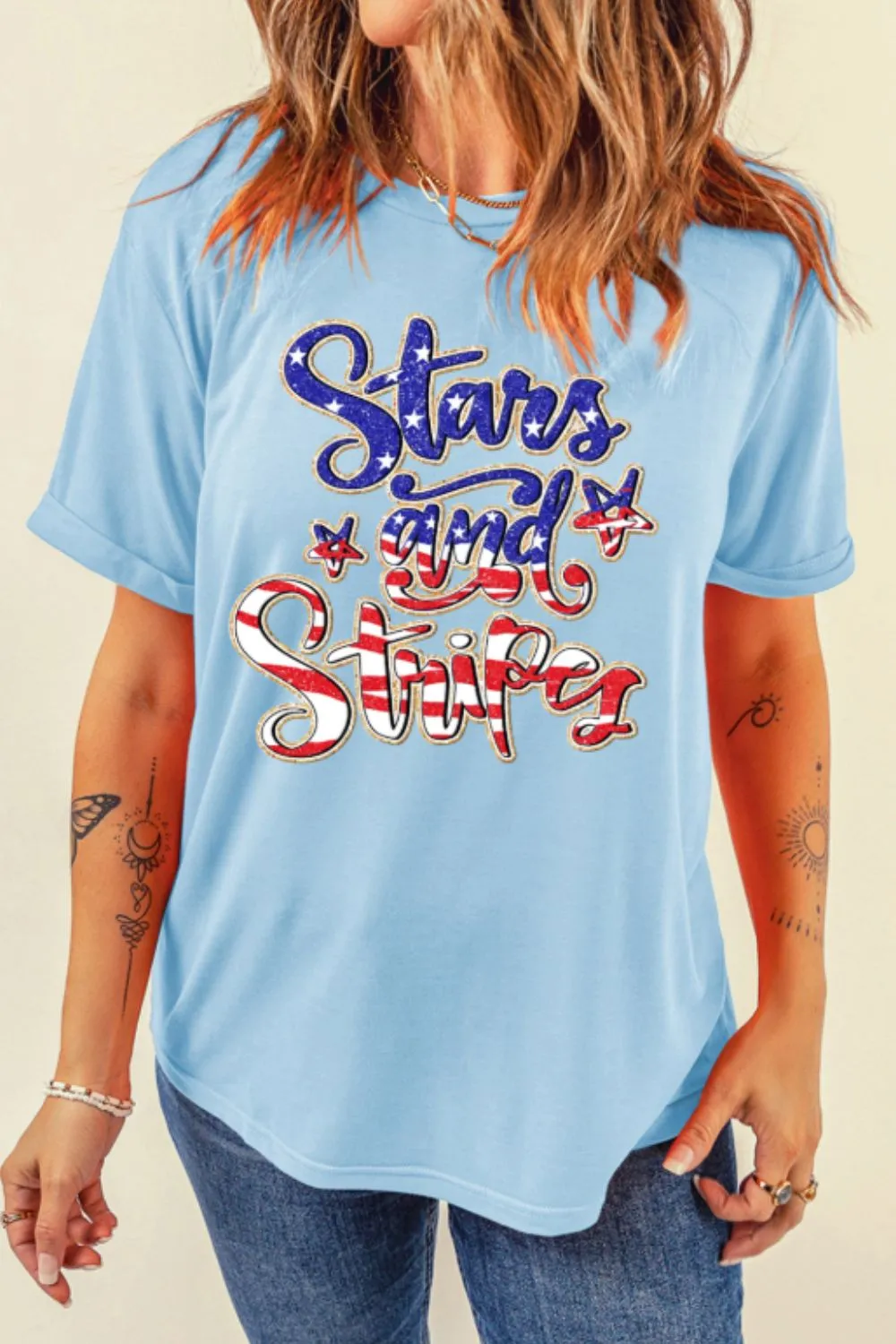 Stars and Stripes Patriotic Graphic T-Shirt, image 2