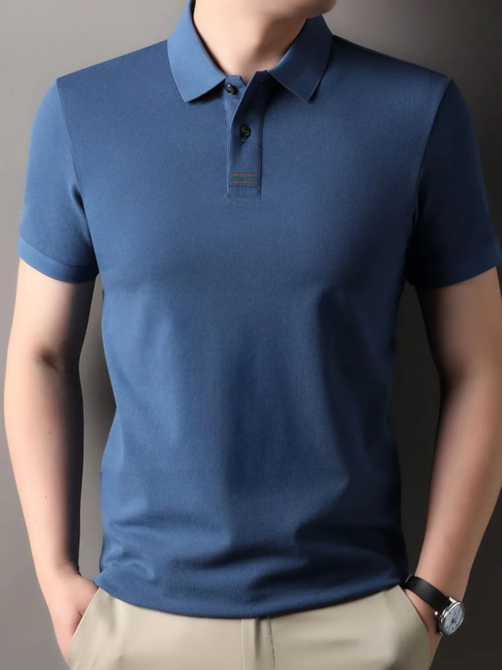 Men's Plus Size Button Detail Short Sleeve Polo, image 8