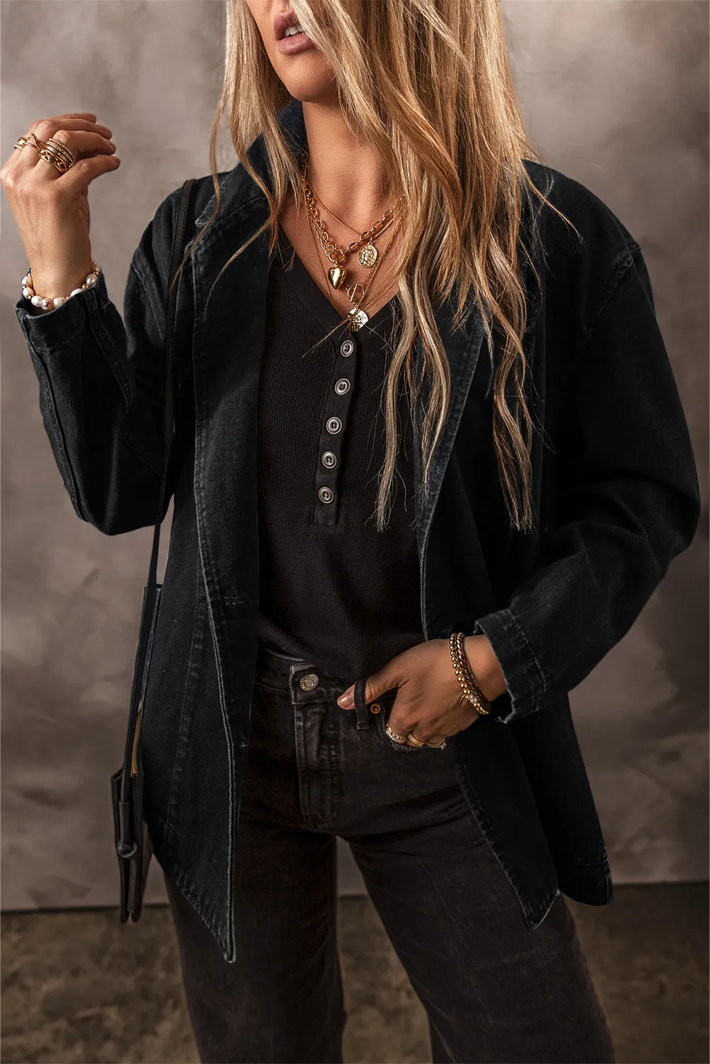 Pocketed Long Sleeve Denim Jacket, image 8