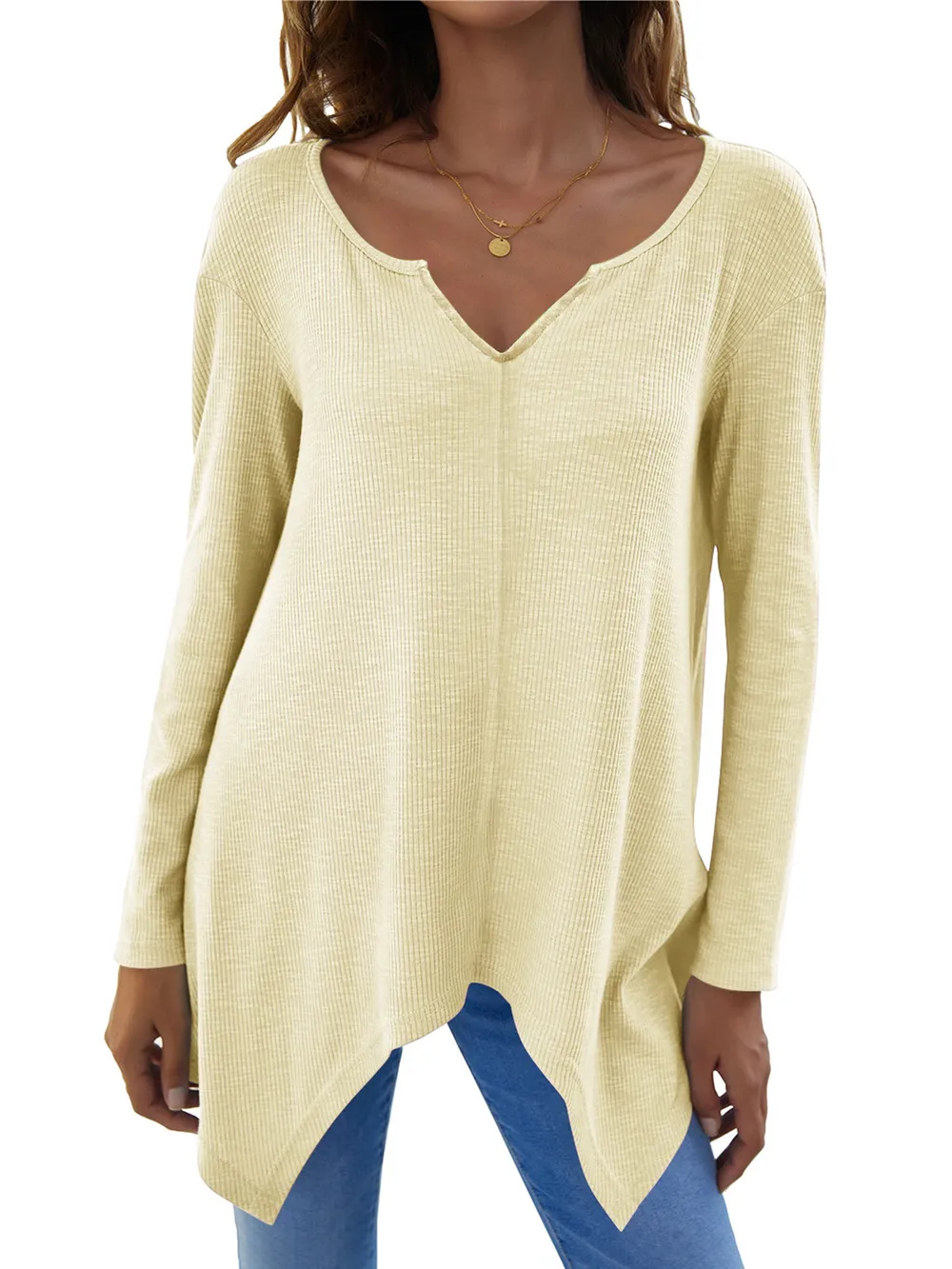 Full Size V-Neck Long Sleeve T-Shirt, image 6