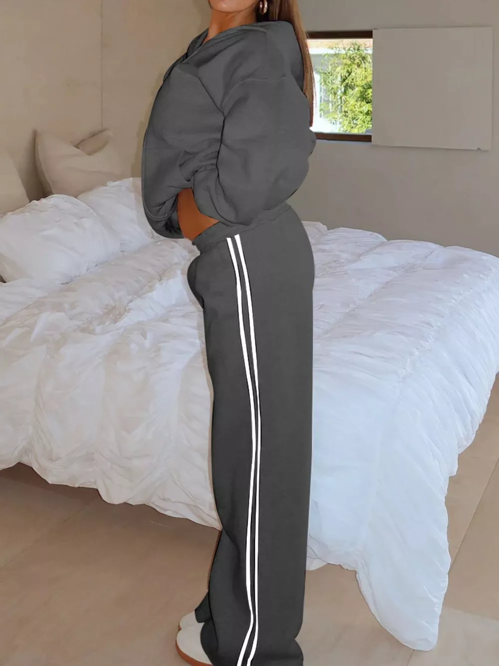 Zip Up Hoodie and Striped Pants Set, image 19